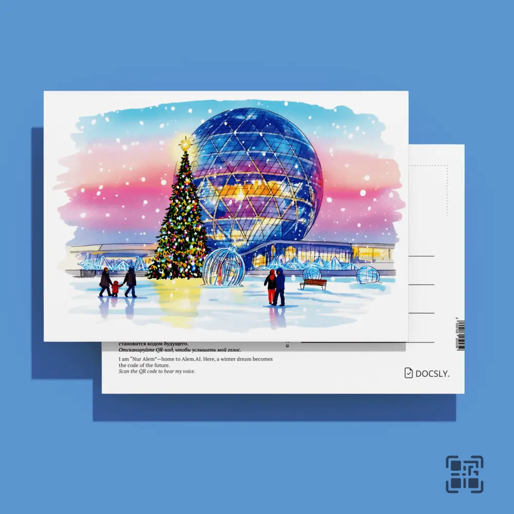 Docsly Postcard New Year Nur Alem Main Christmas Tree DWNNA02 / 10x15 cm Winter Fairytale of Astana OPP bag