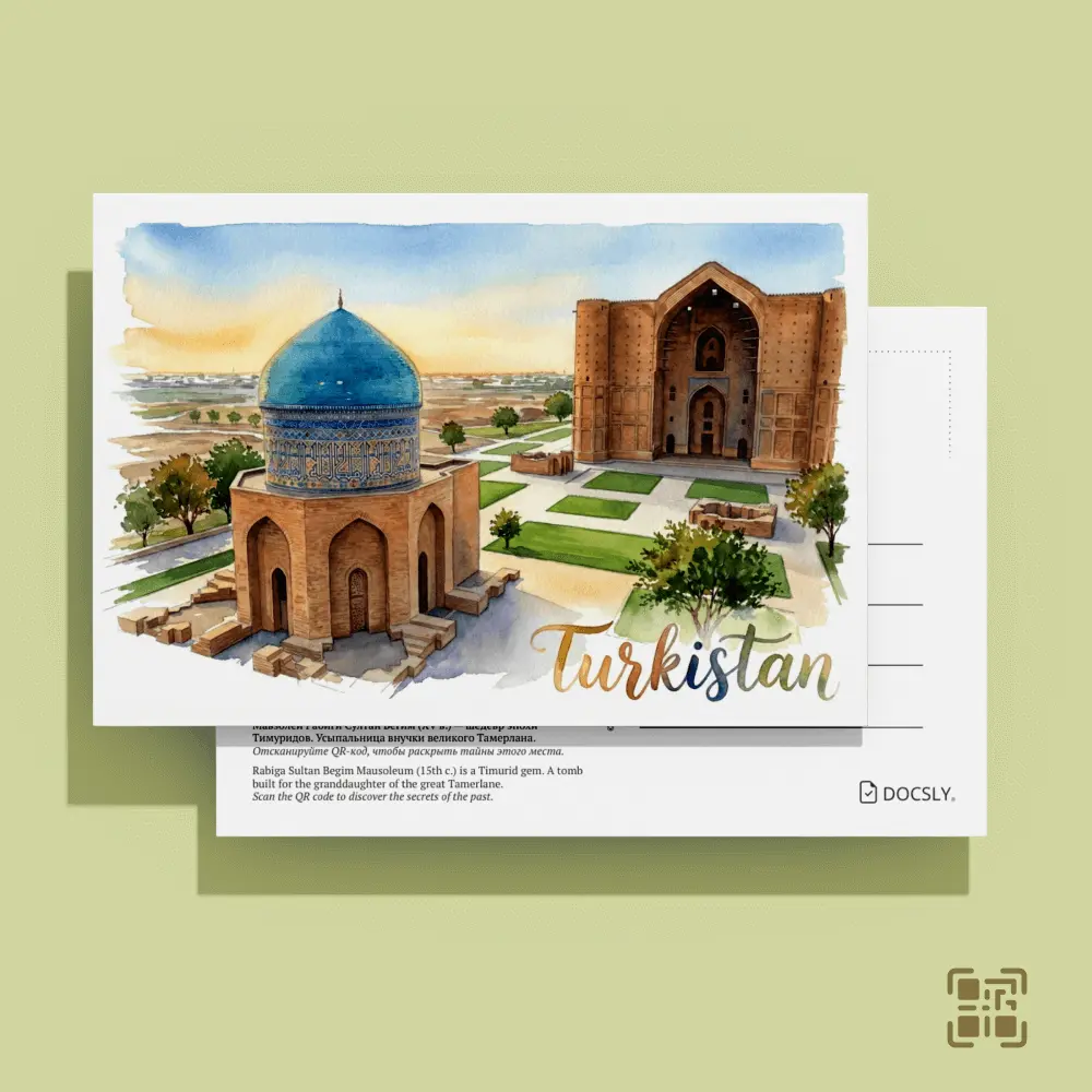 Postcard Docsly Rabiga Sultan Begim Mausoleum DPTR312 / 10x15 cm Sacred Heritage OPP Bag