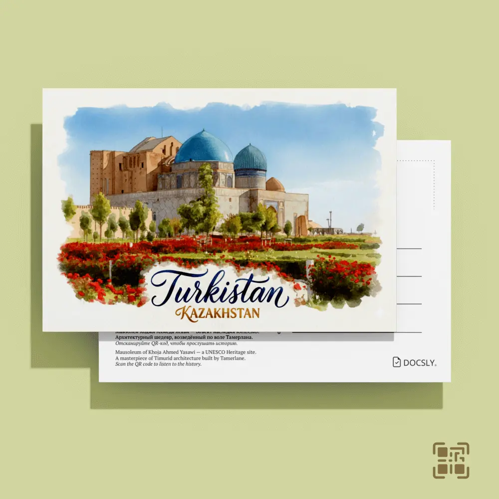 Postcard Docsly Khoja Ahmed Yasawi Mausoleum DPTR314 / 10x15 cm Sacred Heritage OPP Bag