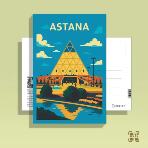 Docsly Postcard Palace of Peace and Reconciliation DPAS212 / 10x15 cm Flat Design Astana OPP bag