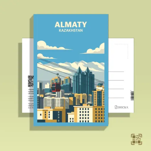 Docsly Postcard Nurly Tau DALGA01 / 10x15 cm Geometry of Almaty OPP bag