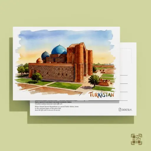 Postcard Docsly Khoja Ahmed Yasawi Mausoleum DPTR313 / 10x15 cm Sacred Heritage OPP Bag