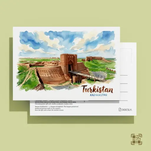 Открытка Docsly Сауран Главные ворота DPTR341 / 10x15 см Сокровища нации OPP пакет
