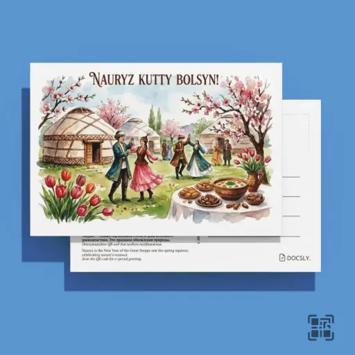 Открытка Docsly Наурыз DPKZ501 / 10x15 см Праздники OPP пакет