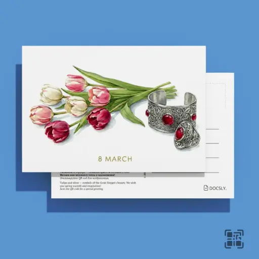 Открытка Docsly Тюльпаны Казахстана DPKZ502 / 10x15 см Праздники OPP пакет