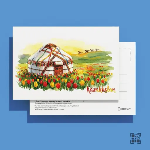 Ашық хат Docsly Киіз үй DPKZ304 / 10x15 см Көшпенді рухы OPP қаптама