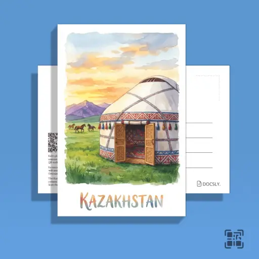 Ашық хат Docsly Киіз үй DPKZ305 / 10x15 см Көшпенді рухы OPP қаптама