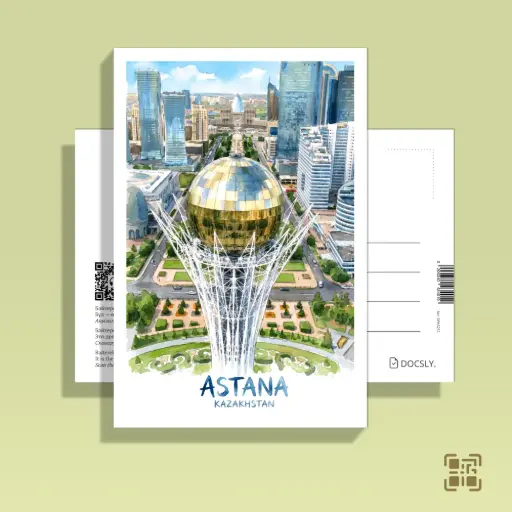 Открытка Docsly Байтерек (вид сверху) DPAS252 / 10x15 см Душа OPP пакет