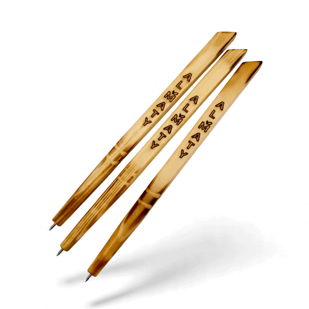 Сувенирная эко-ручка из дерева (квадратная) с гравировкой Алматы