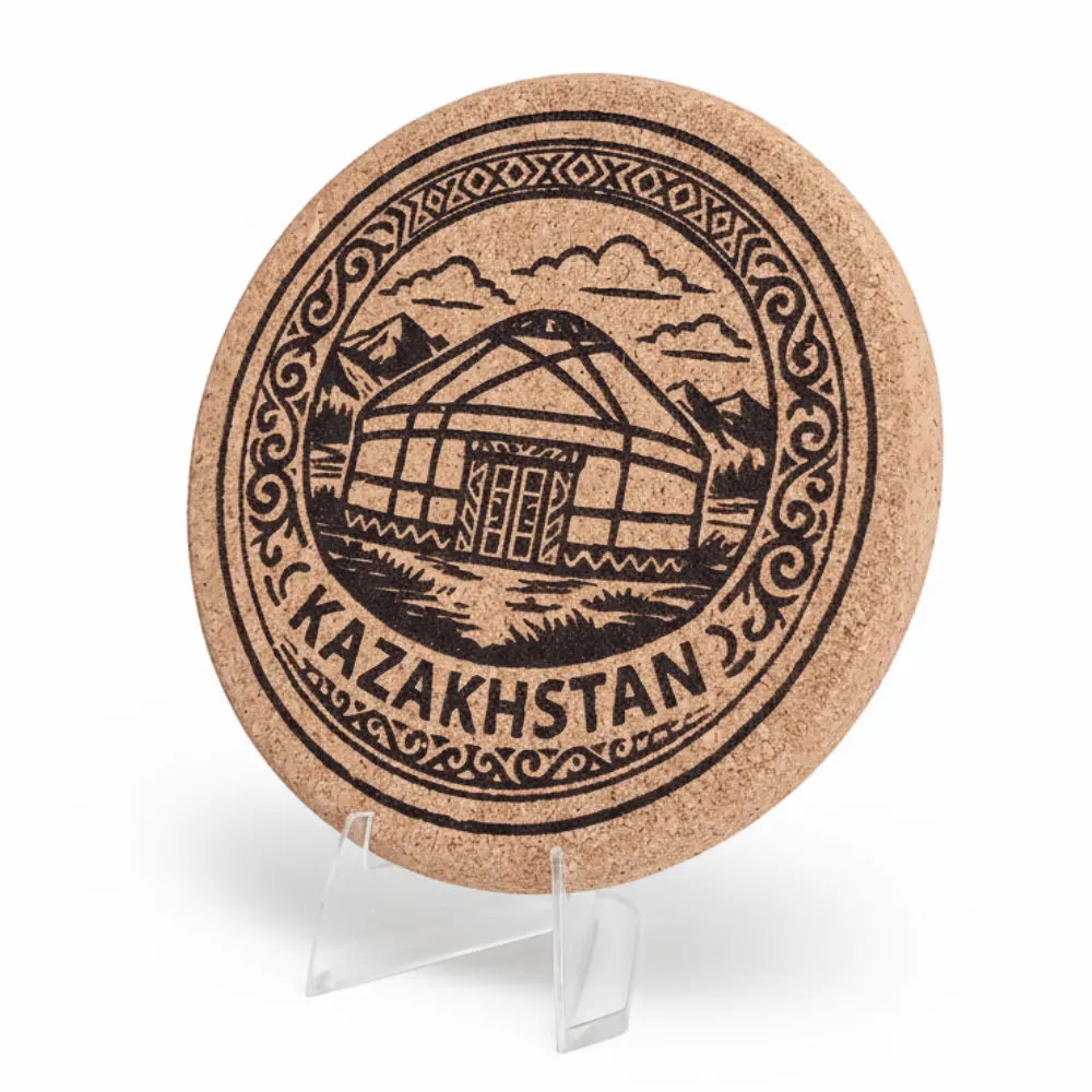Coaster Docsly Yurt / 100x10 mm Cork Round OPP Bag
