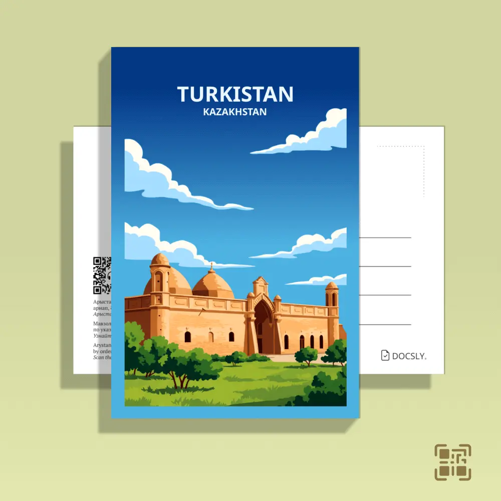 Postcard Docsly Arystan Bab Mausoleum / 10x15 cm Vivid Vistas OPP Bag