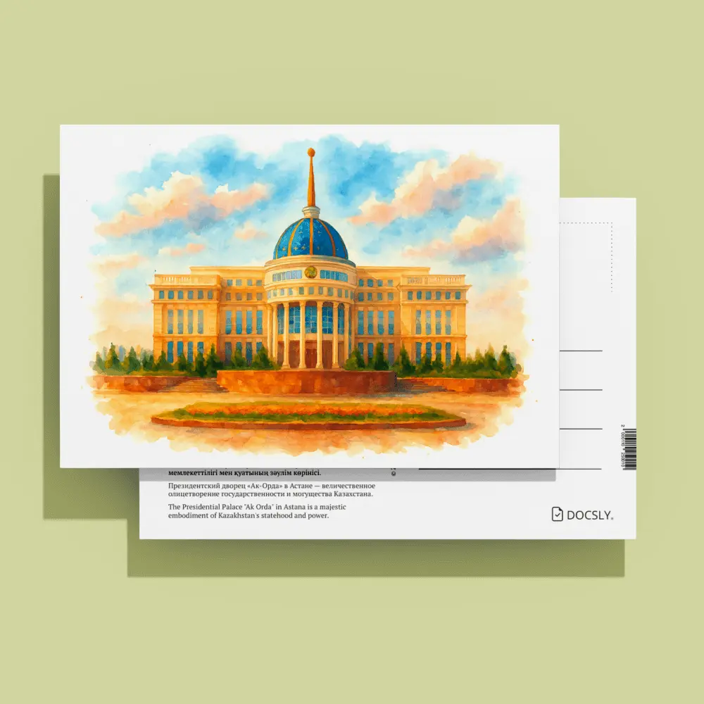 Docsly Postcard Akorda DASGS01 / 10x15 cm Golden Symbols of Astana OPP bag