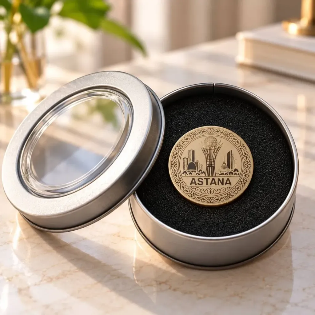 Badge Docsly Bayterek / 30 mm Astana, in a case