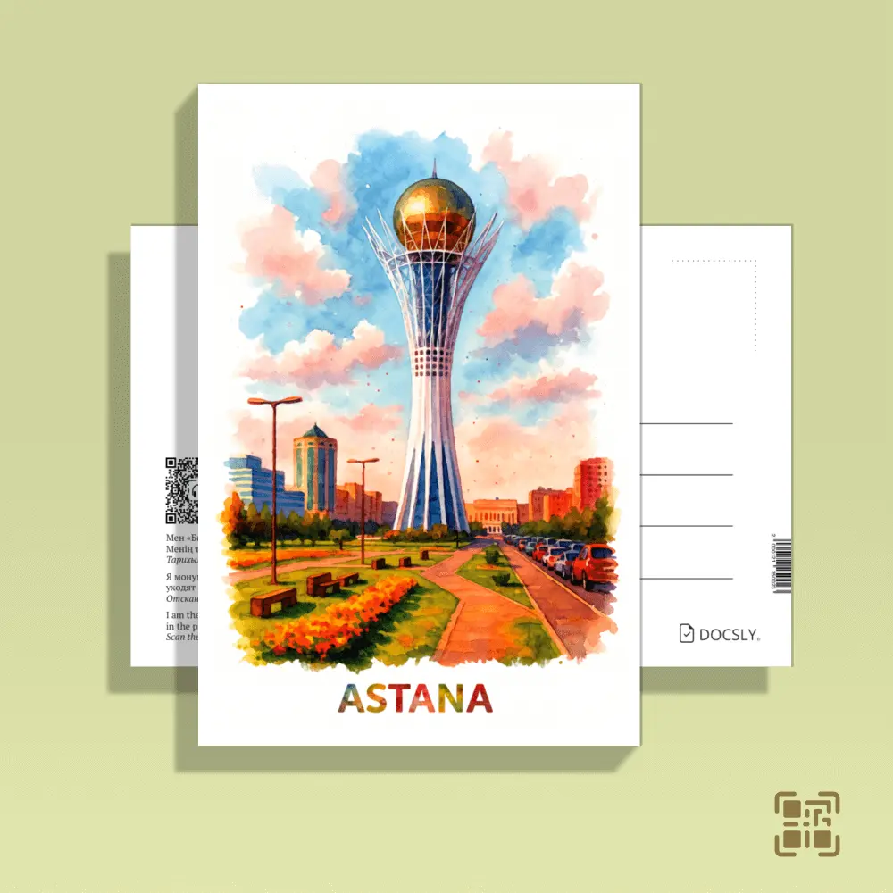[DASSC01] Ашық хат Docsly Бәйтерек / 10x15 см Қала жаны OPP қаптама