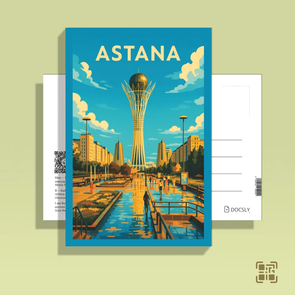 Docsly Postcard Baiterek DASFD01 / 10x15 cm Flat Design Astana OPP bag