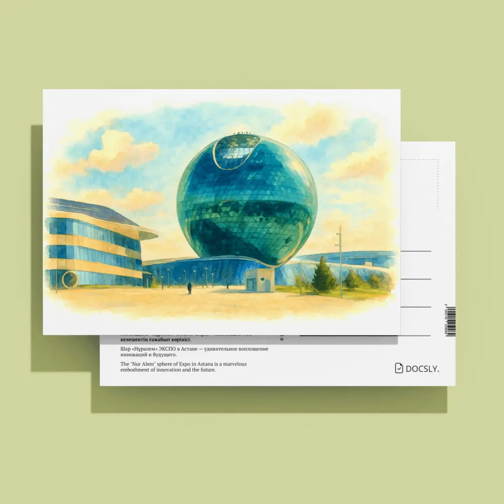 Docsly Postcard Nur Alem DASGS06 / 10x15 cm Golden Symbols of Astana OPP bag
