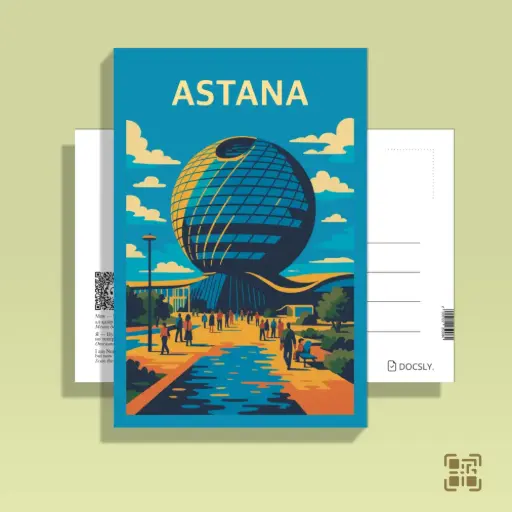 Docsly Postcard Nur Alem DASFD03 / 10x15 cm Flat Design Astana OPP bag