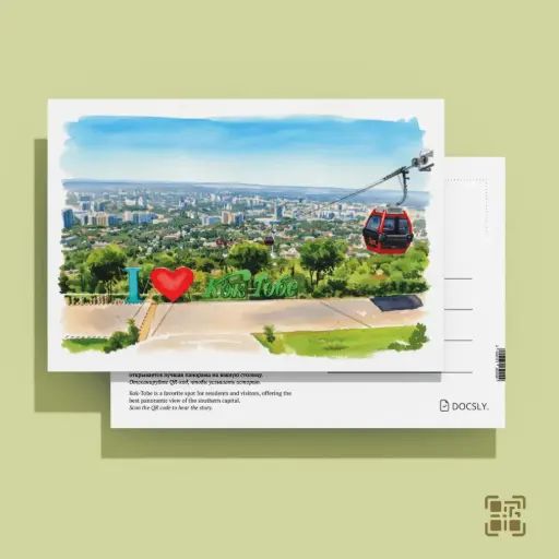 Docsly Postcard Kok Tobe Panorama DALPA01 / 10x15 cm Symbols of City and Leisure Almaty OPP bag