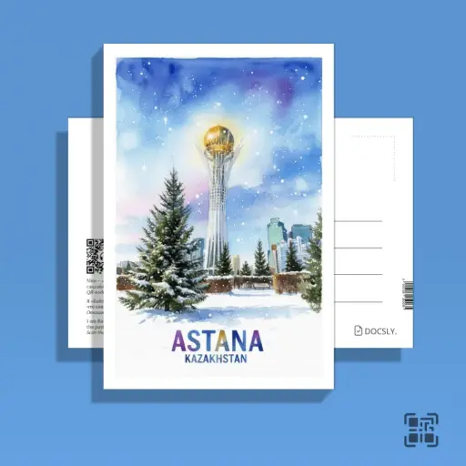 Ашық хат Docsly Қысқы Бәйтерек Классикалық көрініс DWNBA01 / 10x15 см Астананың қысқы ертегісі OPP қаптама