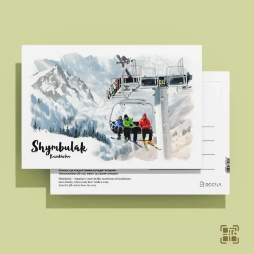 Docsly Postcard Shymbulak Way to the Top DALPA05 / 10x15 cm Symbols of City and Leisure Almaty OPP bag