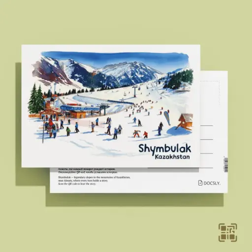 Docsly Postcard Shymbulak Sunny Slope DALPA06 / 10x15 cm Symbols of City and Leisure Almaty OPP bag