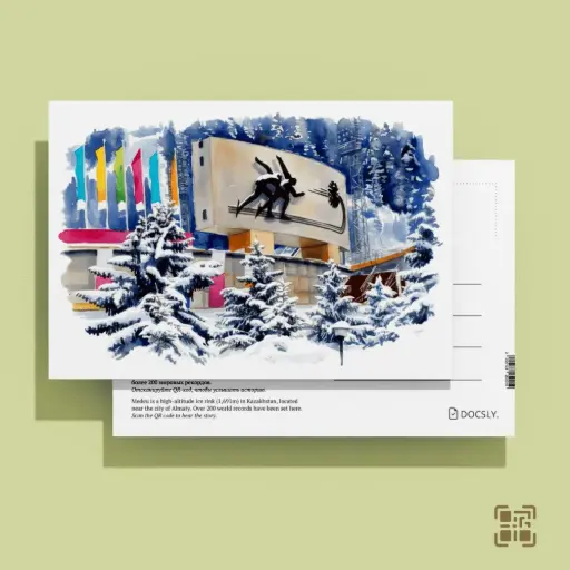 Docsly Postcard Medeu Ice Bas-Relief DALPA07 / 10x15 cm Symbols of City and Leisure Almaty OPP bag