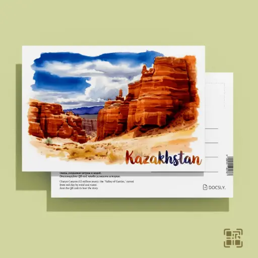 Docsly Postcard Charyn Canyon Valley of Castles DALPA18 / 10x15 cm Natural Treasures of Almaty OPP bag