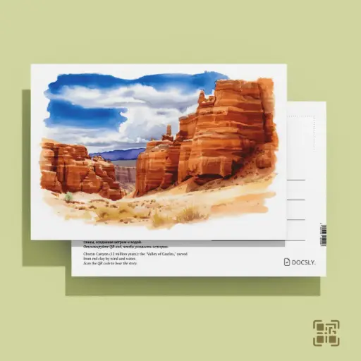 Docsly Postcard Charyn Canyon Valley of Castles DALPA18 / 10x15 cm Natural Treasures of Almaty OPP bag