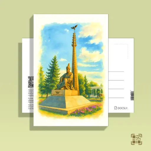 Monument to Ablai Khan. Guardians of Kokshetau. QR code postcard in an OPP bag.