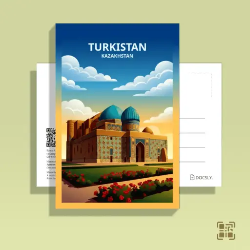 Ашық хат Docsly Қожа Ахмет Ясауи кесенесі DPTR112 / 10x15 см Жарқын көріністер OPP қаптама