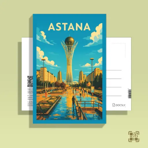 Docsly Postcard Baiterek DASFD01 / 10x15 cm Flat Design Astana OPP bag