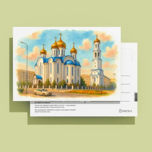 Docsly Postcard Assumption Cathedral DASGS08 / 10x15 cm Golden Symbols of Astana OPP bag